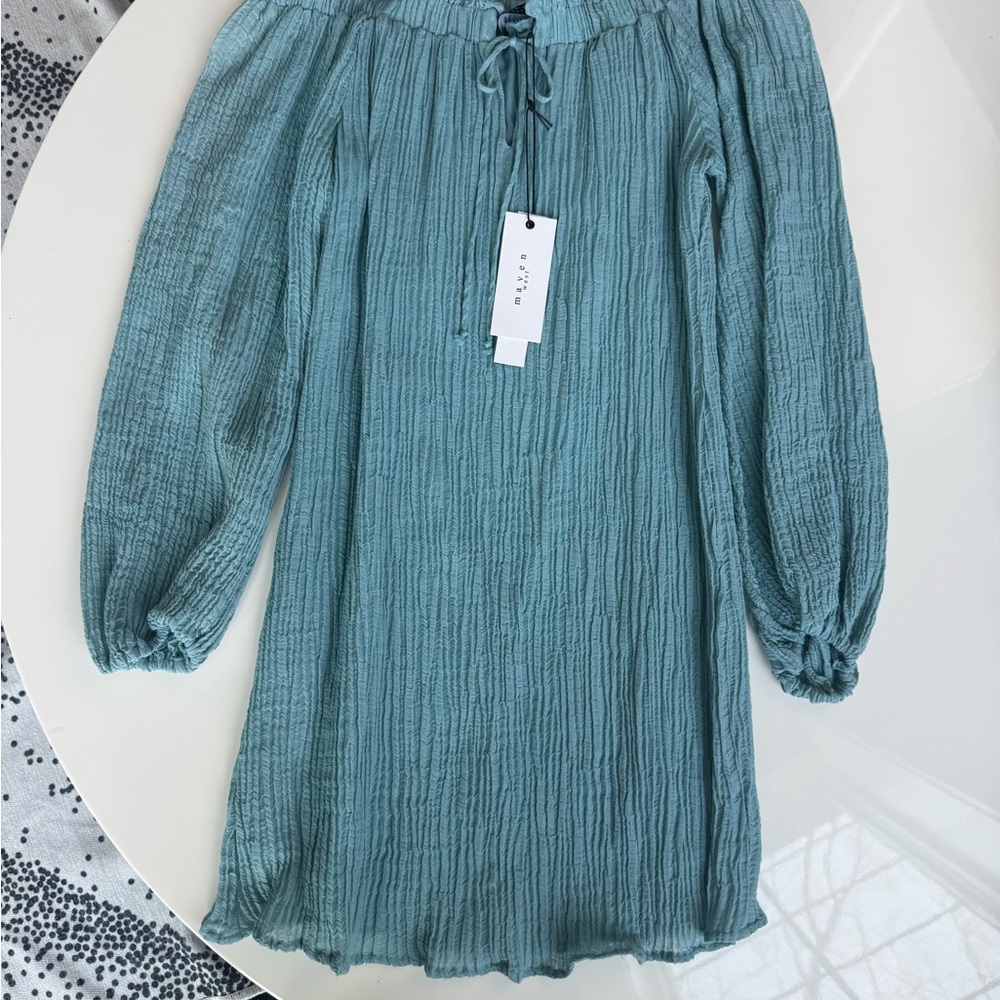 NWT Crinkled Teal Long Sleeve Tunic Dress